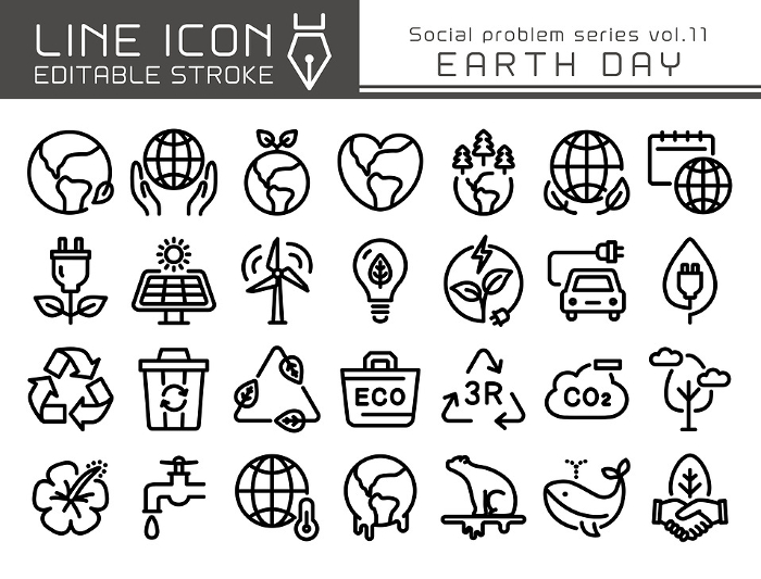 Line Icons Social Issues Series vol.11 Earth Day