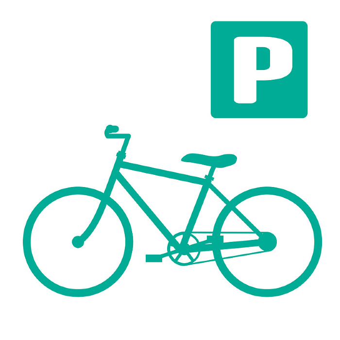 Icons for houses, bicycles, bicycle parking Icons Pictograms for real estate, construction, and condominiums Symbols Green