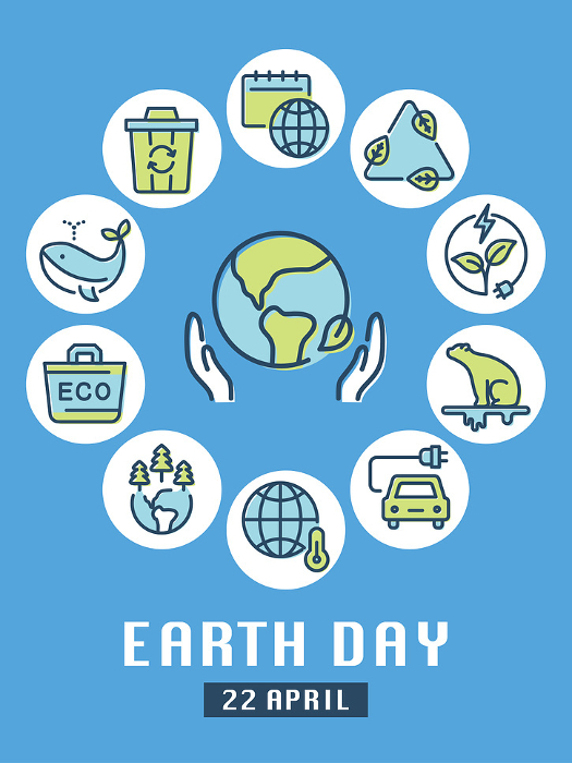 Earth Day Round Frame Logo