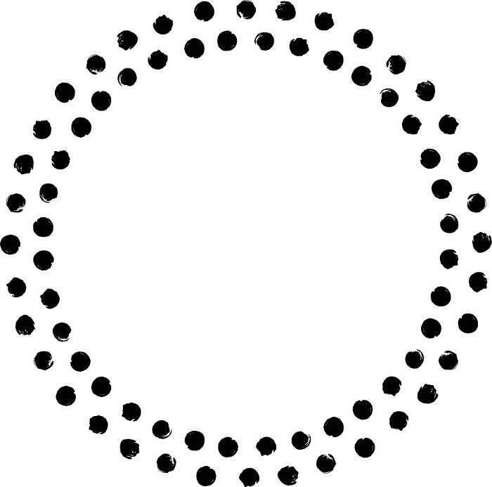 A round frame made of small circles drawn with a brush