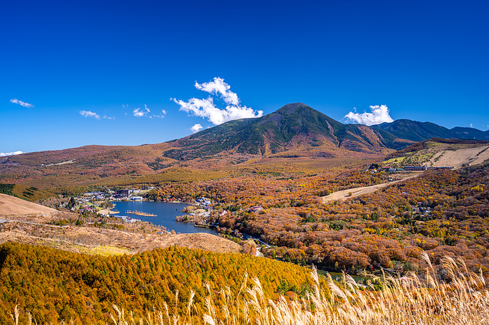Lake Shirakaba and Mount Tateshina in autumn, Nagano Prefecture