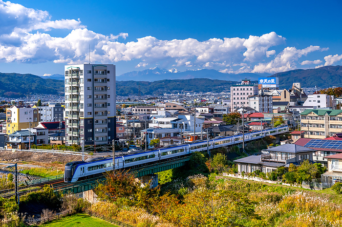 Chino Townscape and Azusa Express in Nagano Prefecture