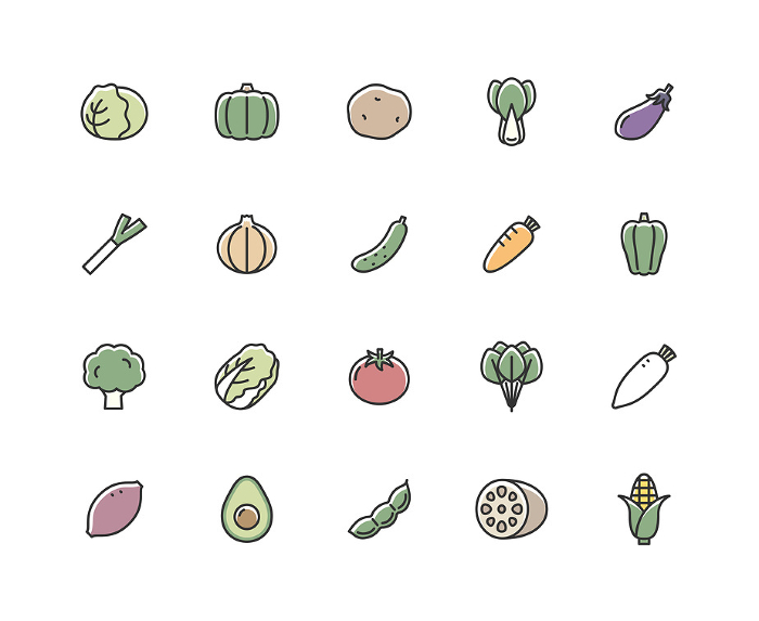 Vegetable Color Icon Set