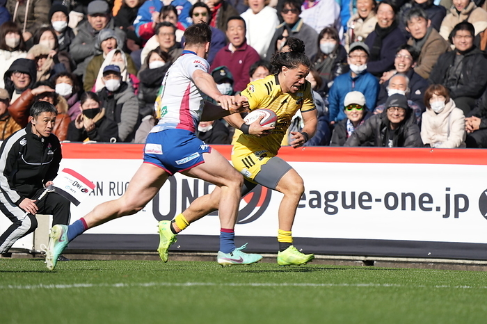 2023 24 Japan Rugby League One Sungoliath s Isaiah Punivai runs for scoring their team third try during the 2023 24 Japan Rugby League One match between Tokyo Suntory Sungoliath and Hanazono Kintetsu Liners at Prince Chichibu Memorial Stadium in Tokyo, Japan on March 9, 2024.  Photo by AFLO 