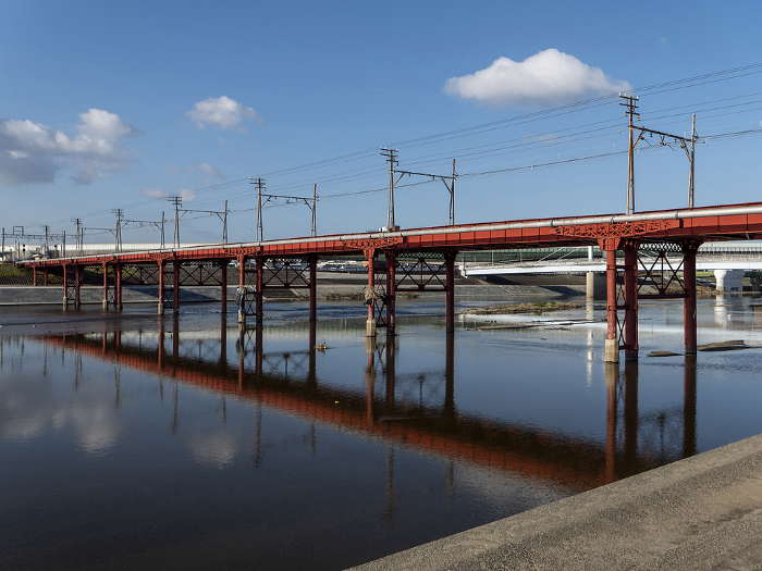 Hankai Railway Bridge and Yamato Bridge over the Yamato River