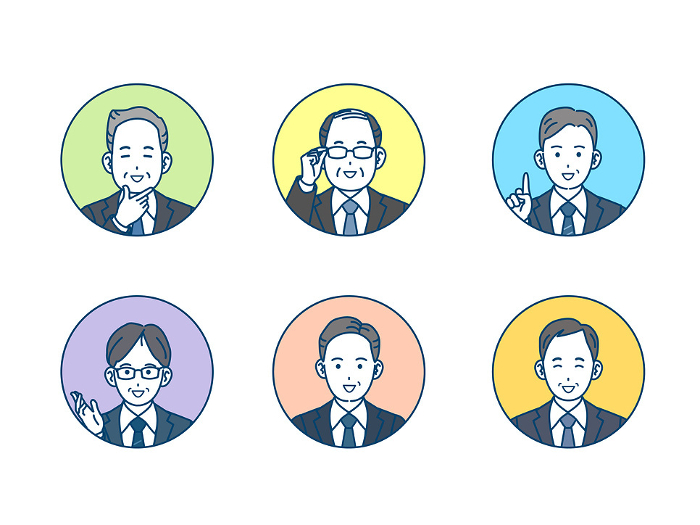 middle-aged office worker male Clip art set