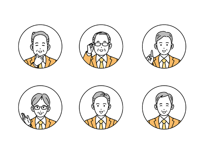 middle-aged office worker male Clip art set
