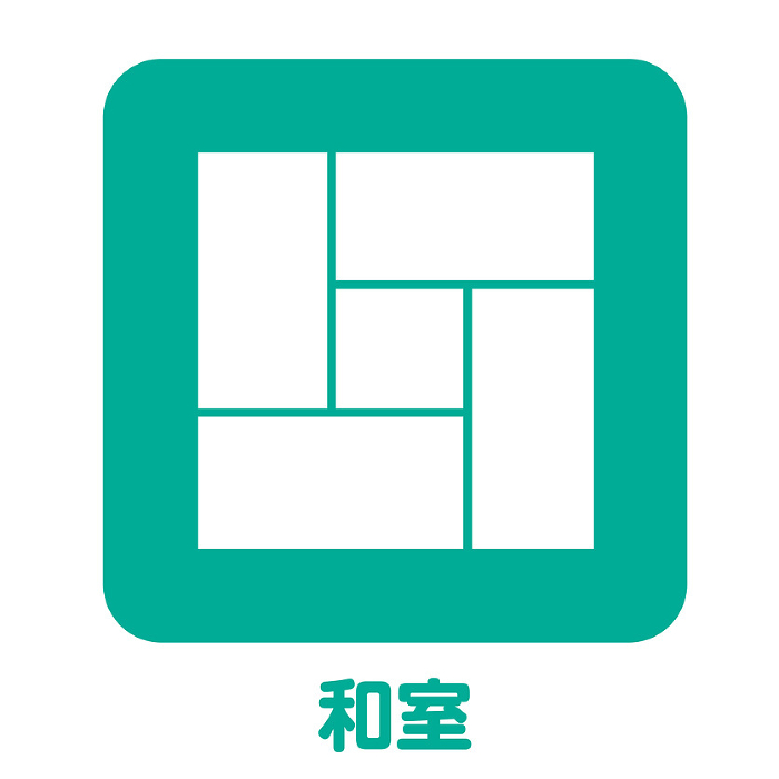Residential real estate equipment Icons of Japanese-style rooms and tatami mats Pictogram Symbols for real estate, construction, and condominiums