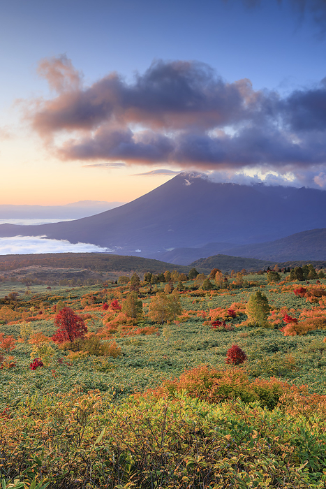 Autumn leaves in Hachimantai, Iwate Prefecture and Mt.