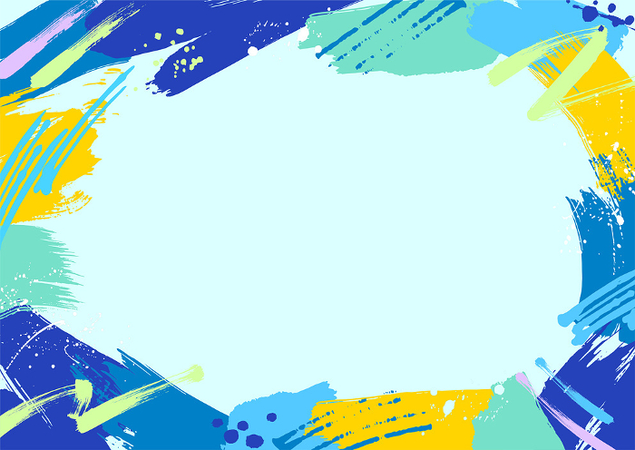 Pop summer color blue frame background with colorful paint
