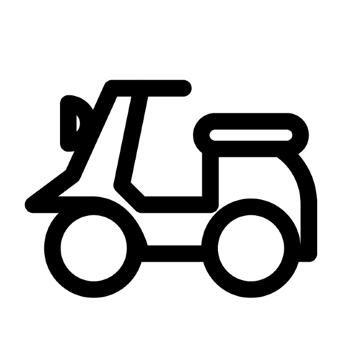 Line style icons representing vehicles, motorcycles, and scooters