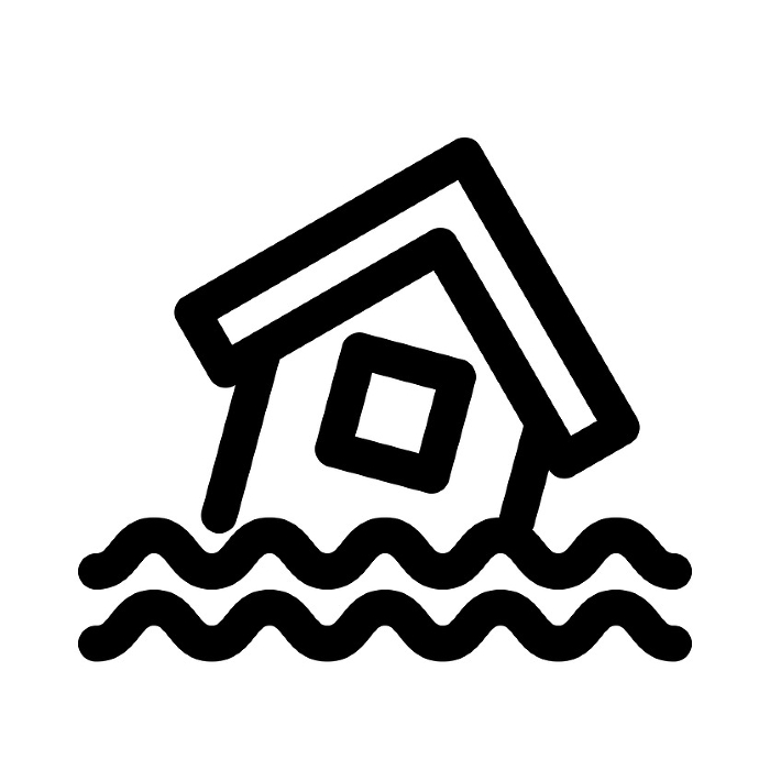 Line style icons representing disasters and floods