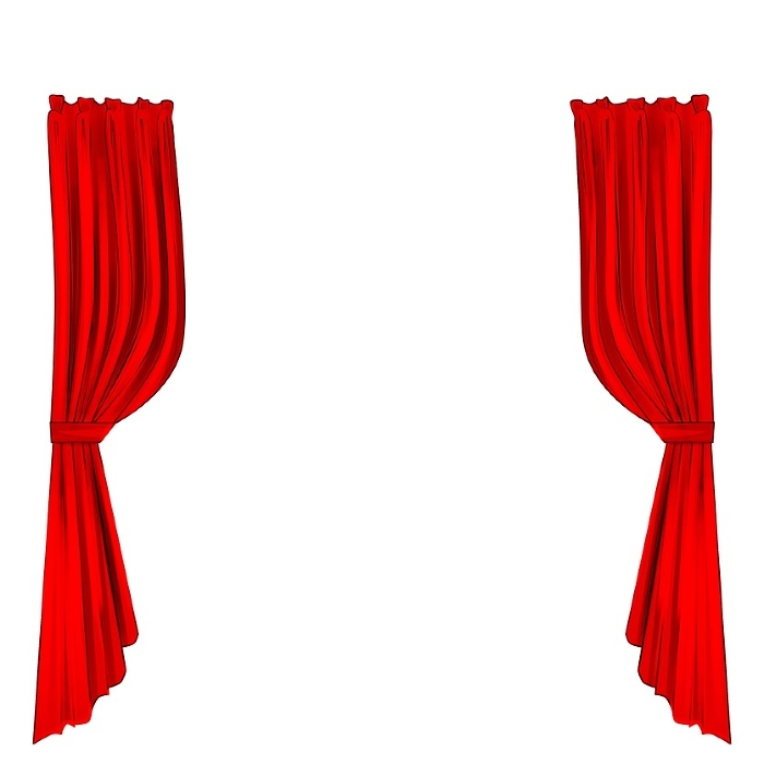 Red drape curtains