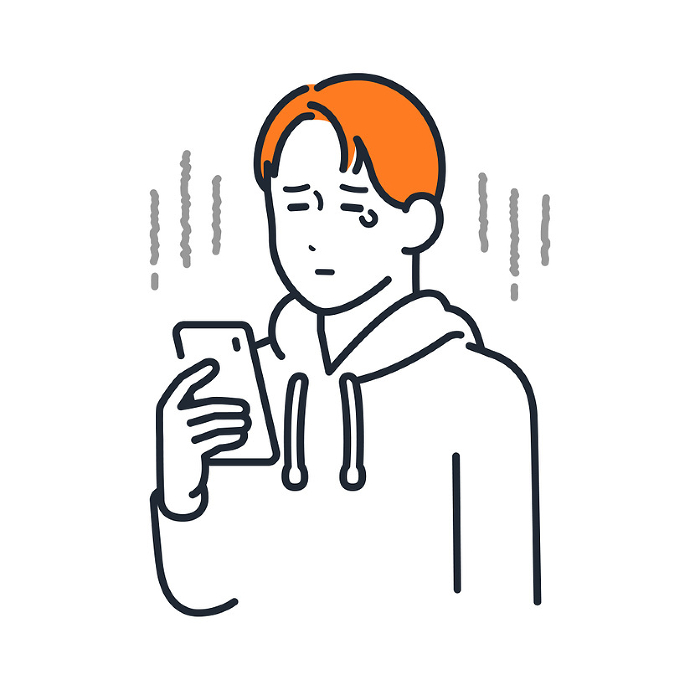 Simple vector illustration of a young man receiving a rejection letter.