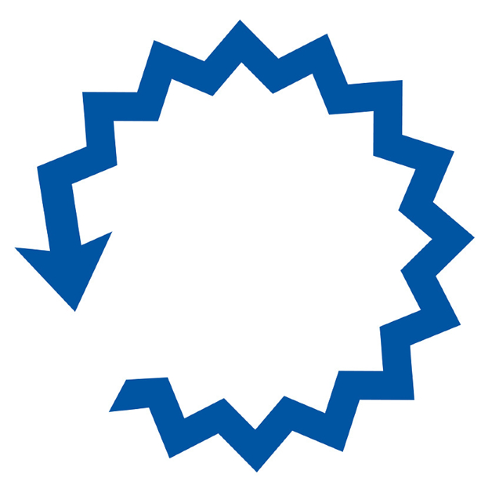 Zigzag circle arrow frame / blue