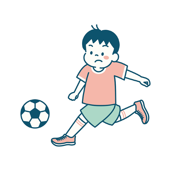 Clip art of boy dribbling in soccer game Simple