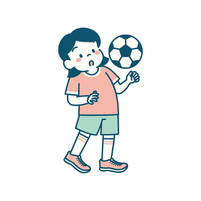 Clip art of girl practicing chest trap in soccer Simple