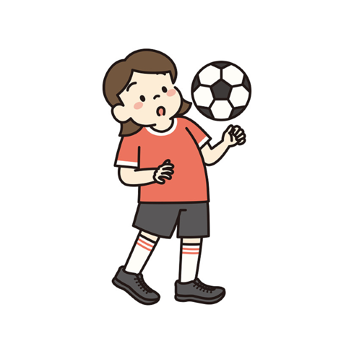 Clip art of girl practicing chest trap in soccer