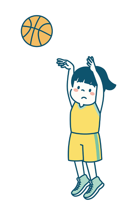 clip art of girl shooting in basketball game Simple
