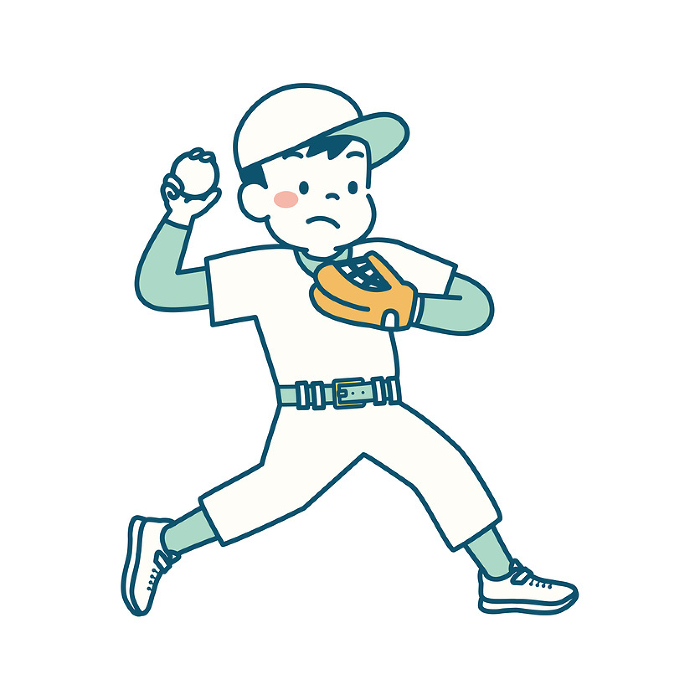 Clip art of child playing baseball pitcher Simple
