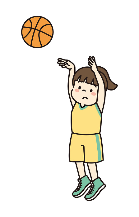 Clip art of girl shooting in basketball game