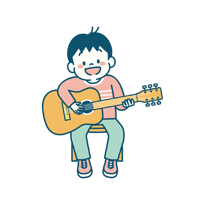 Clip art of child playing guitar Simple