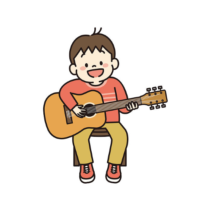 Clip art of child playing guitar