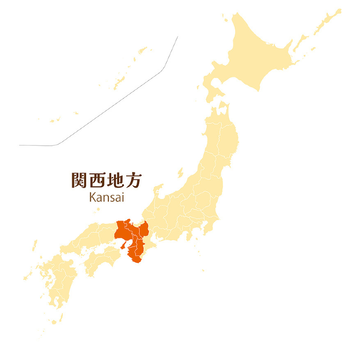Kansai region in the Japanese archipelago, prefectures in the Kansai region