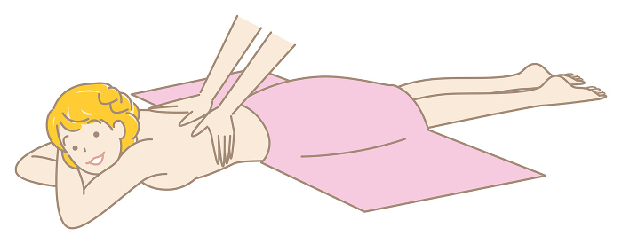 Naked pretty woman lying on her stomach getting a massage simple illustration vector