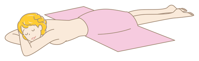 Naked pretty woman lying on her stomach waiting for a massage simple illustration vector