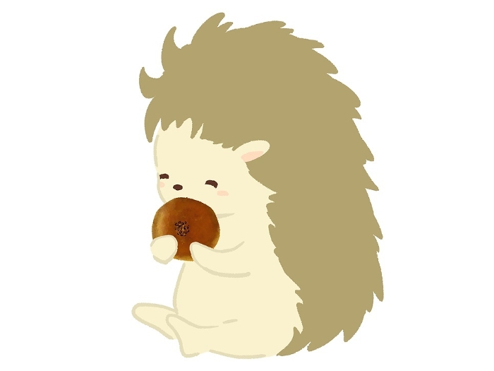 Clip art of hedgehog eating anpan