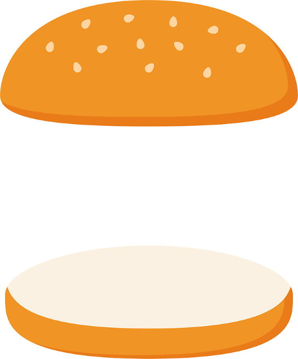 Illustration of a hamburger bun only. Vector illustration.