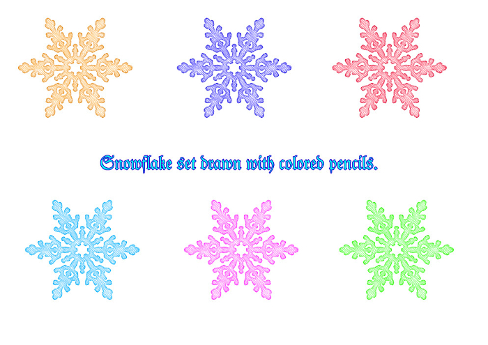 Colored pencil snowflake set
