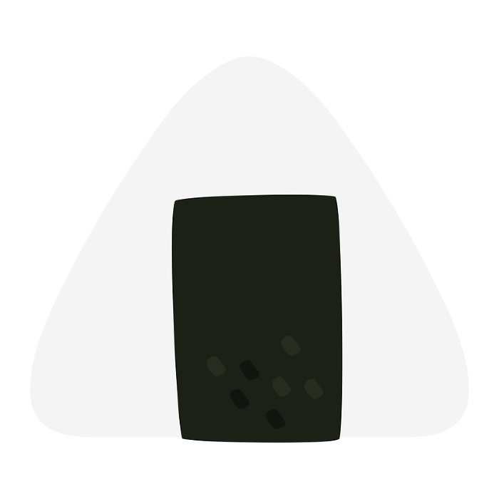 Vector illustration of a rice ball (omusubi). A simple rice ball wrapped in seaweed.