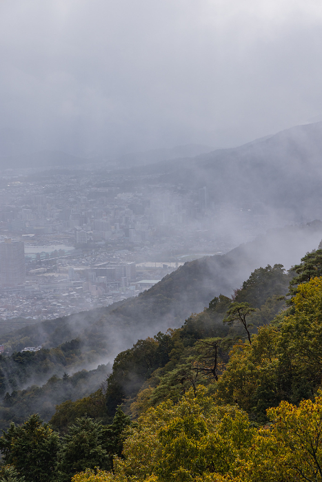 View of the city from the Yumemigaoka Observatory along the Hieizan Driveway in Otsu City, Shiga Prefecture, Japan