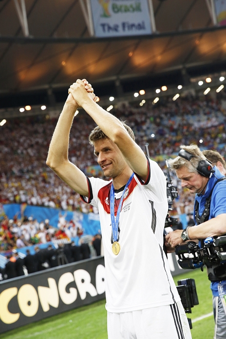 2014 FIFA World Cup Final Germany Wins 4th title in 6 tournaments Thomas Mueller  GER , JULY 13, 2014   Football   Soccer : FIFA World Cup Brazil 2014 Final match between Germany and Argentina at the Maracana stadium in Rio de Janeiro,  Brazil.  Photo by AFLO   3604 