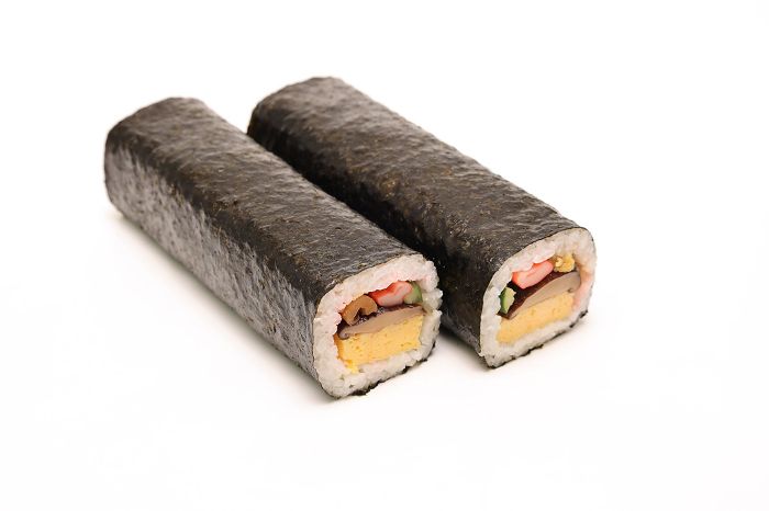 Rolled sushi on white background