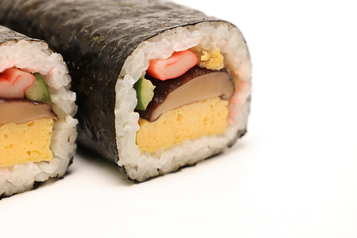 Rolled sushi on white background