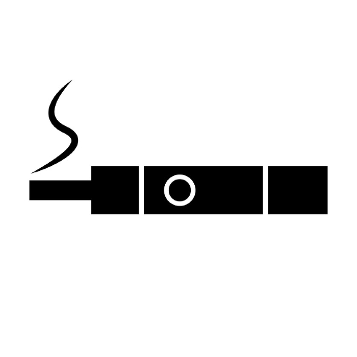 Silhouette icon of electronic cigarette. Silhouette of electronic cigarette smoking. Vector.