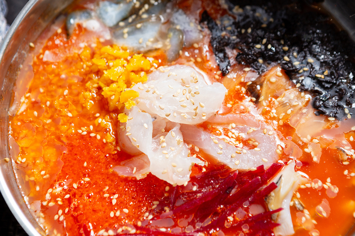 Korean Cuisine Mulhoe and Water Sashimi Seafood Cold Seafood