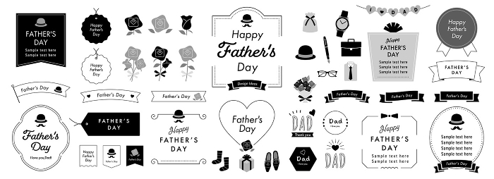 Father's Day Design Ideas Set (English) B&W
