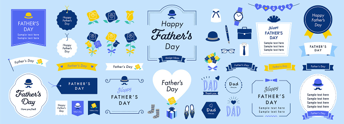 Father's Day Design Ideas Set (English) Blue