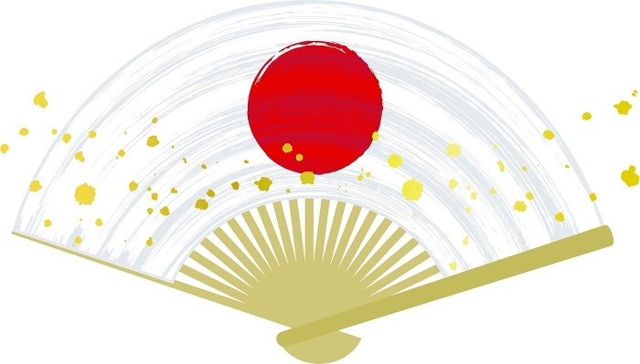 Hinomaru fan, brush pattern and splashes of water