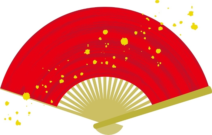 Japanese Clip Art: Red Fan and Gold Splash