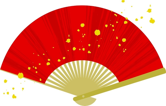 Japanese Clip Art: Red Fan and Gold Splash