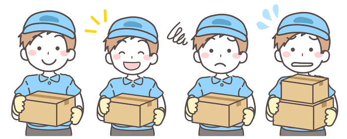 Clip art of delivery man with cardboard boxes1