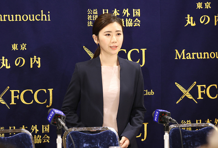 Ai Fukuhara announces out of court settlement of custody of her son March 15, 2024, Tokyo, Japan   Japan s Olympic table tennis medalist Ai Fukuhara arrives at the Foreign Correspondents  Club of Japan in Tokyo as she announces she and former husband Chiang hung Chie of Taiwan agreed an out of court settlement for the custody of their son on Friday, March 15, 2024. Fukuhara took her son from Taiwan and Chiang was seeking the return of the boy.     photo by Yoshio Tsunoda AFLO 