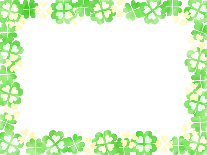 Four-leaf clover watercolor frame