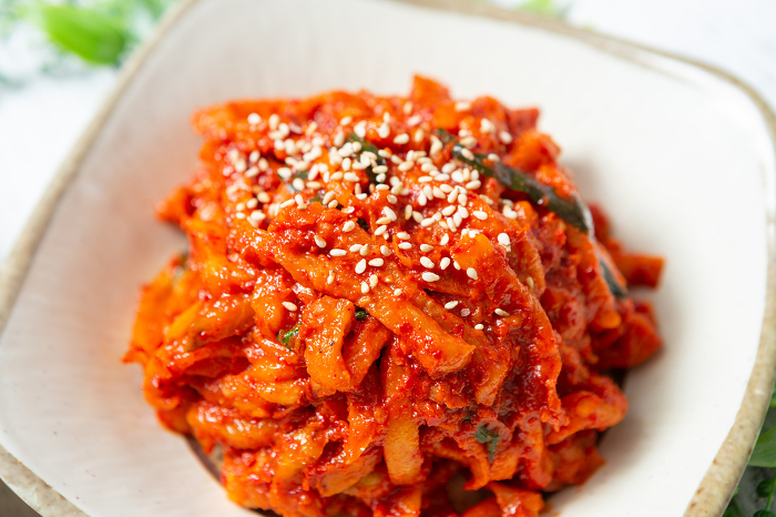 Korean spicy pickles dish , radish kimchi