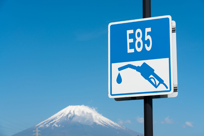 Fuji and carbon neutral fuel signage Synthetic fuel E85